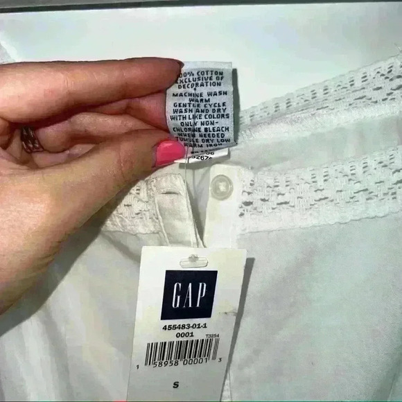 GAP White Peasant Sleeve Tunic with Lace Detail Size S Small New - Picture 3 of 4